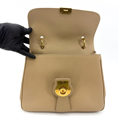 Burberry DK88 Top Handle Leather, Beige, Leather, Handbag