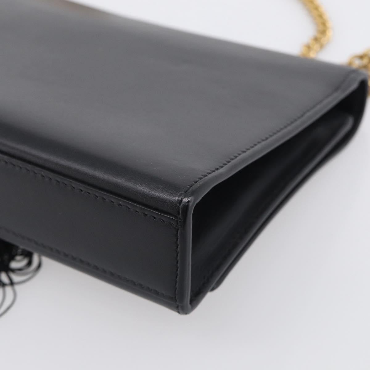 Saint Laurent Classic Monogram Tassel Leather, Black, Leather, Crossbody Bag