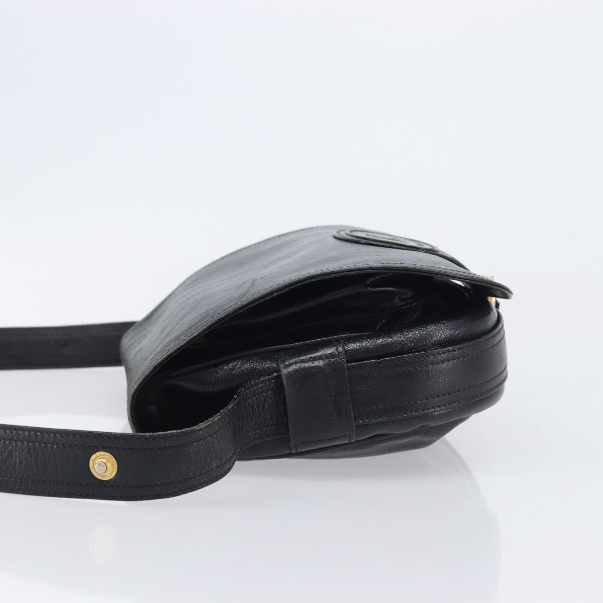 Celine Shoulder Leather, Black, Leather, Shoulder Bag