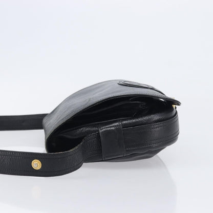 Celine Shoulder Leather, Black, Leather, Shoulder Bag