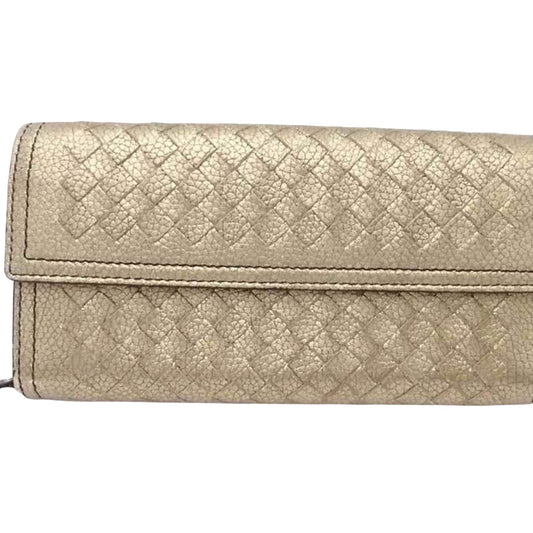 Bottega Veneta Intrecciato, Gold, Leather, wallet