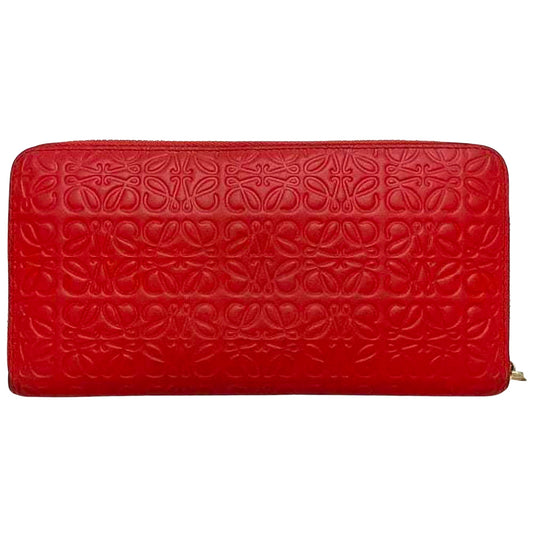 Loewe Repeat zip around wallet, Red, Leather, wallet