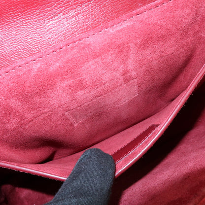 Saint Laurent Bellechasse Satchel Leather, Red, Leather, Handbag