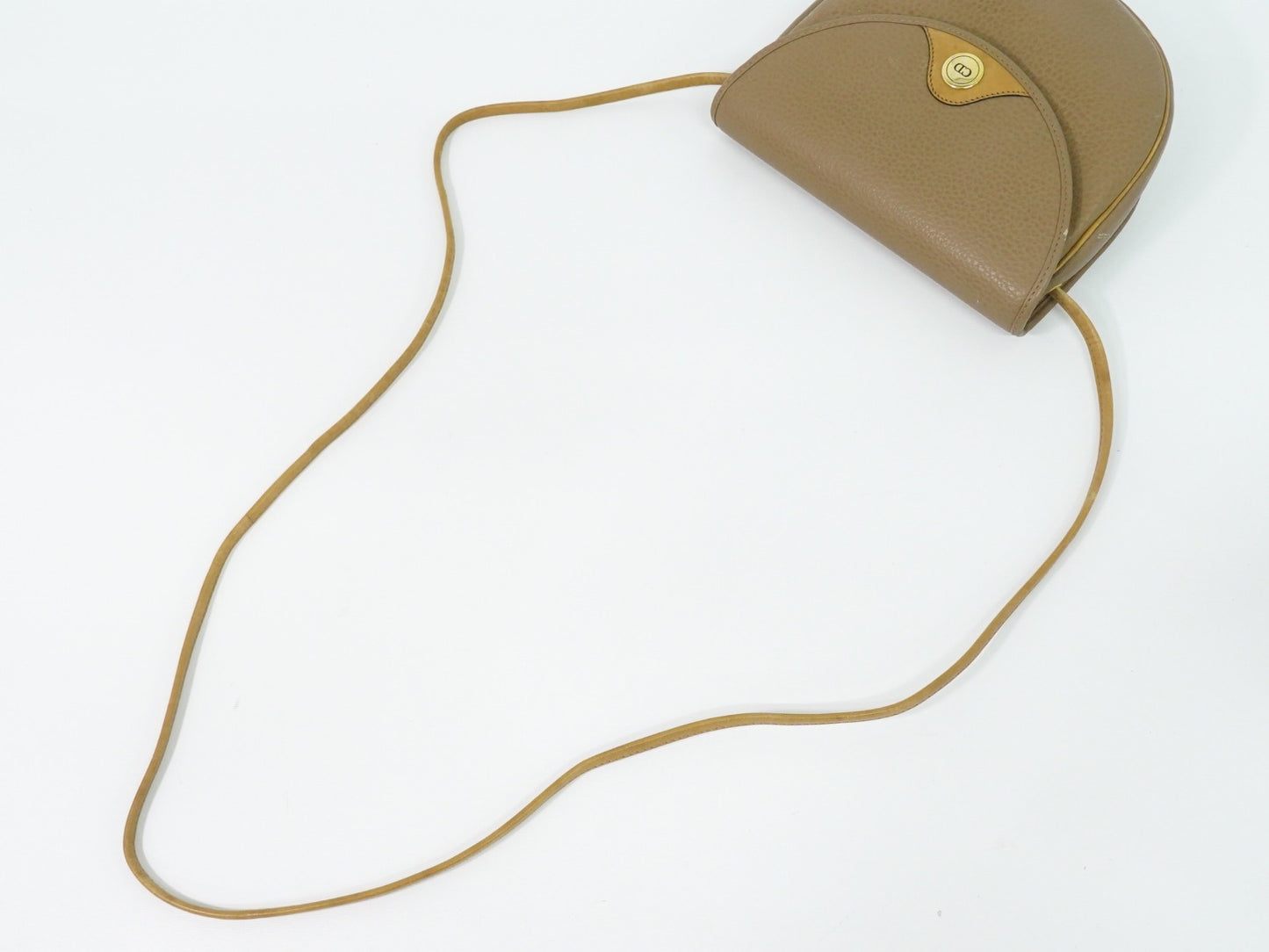 Christian Dior Vintage CD Flap Leather, Beige, Leather, Shoulder Bag