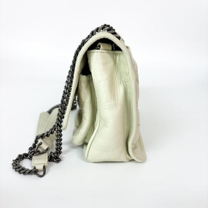 Saint Laurent Niki Flap Leather, White, Leather, Shoulder Bag