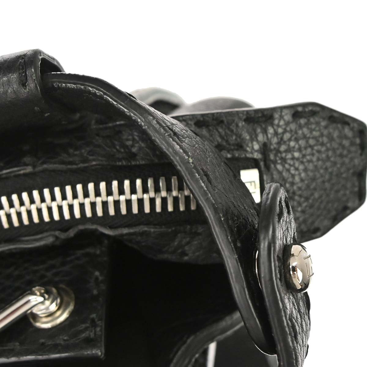 Fendi Selleria Peekaboo Fit Leather, Black, Leather, Handbag