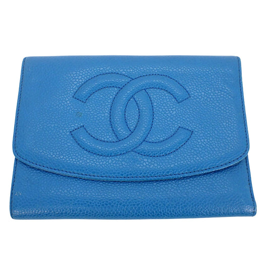 Chanel Logo CC, Blue, Leather, wallet