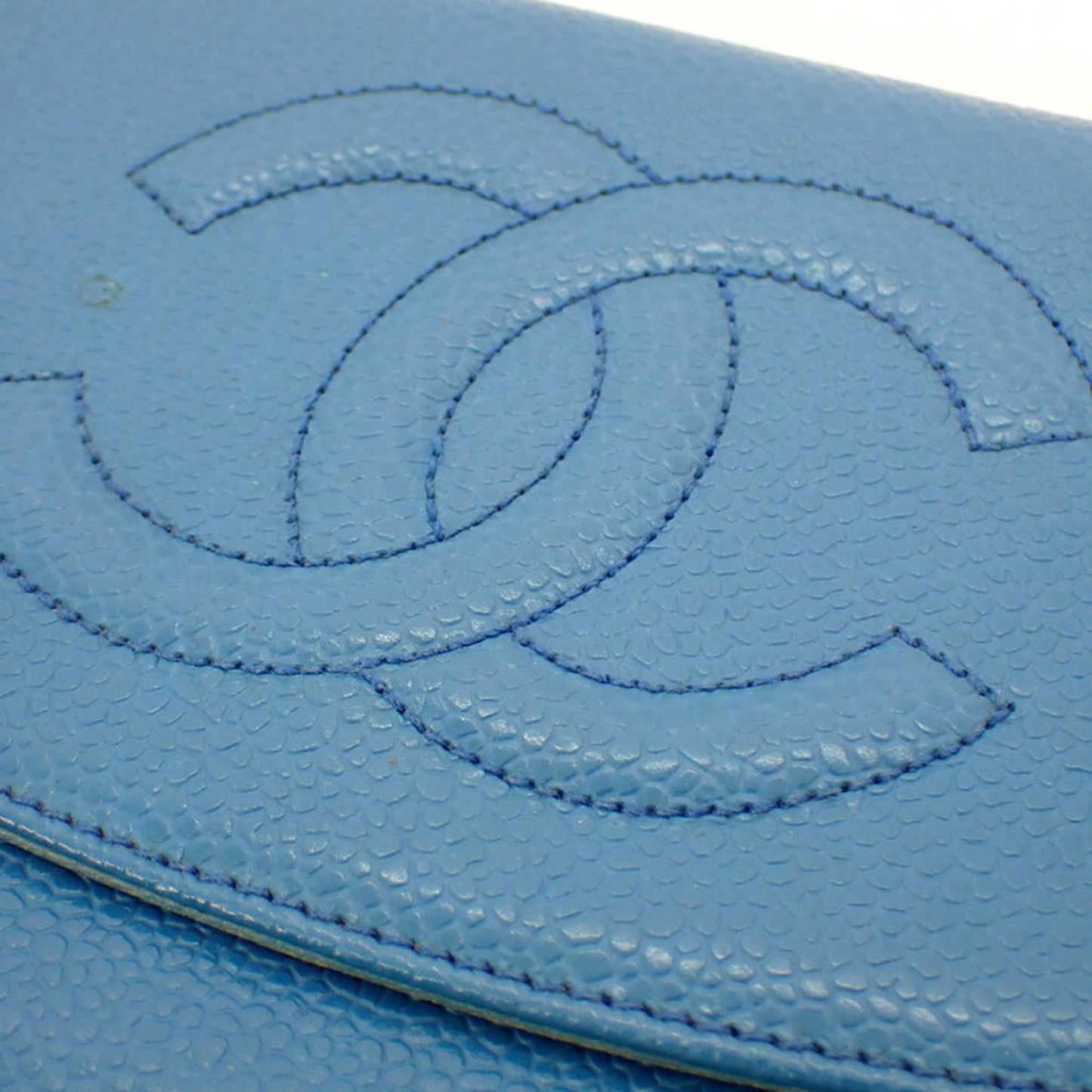 Chanel Logo CC, Blue, Leather, wallet