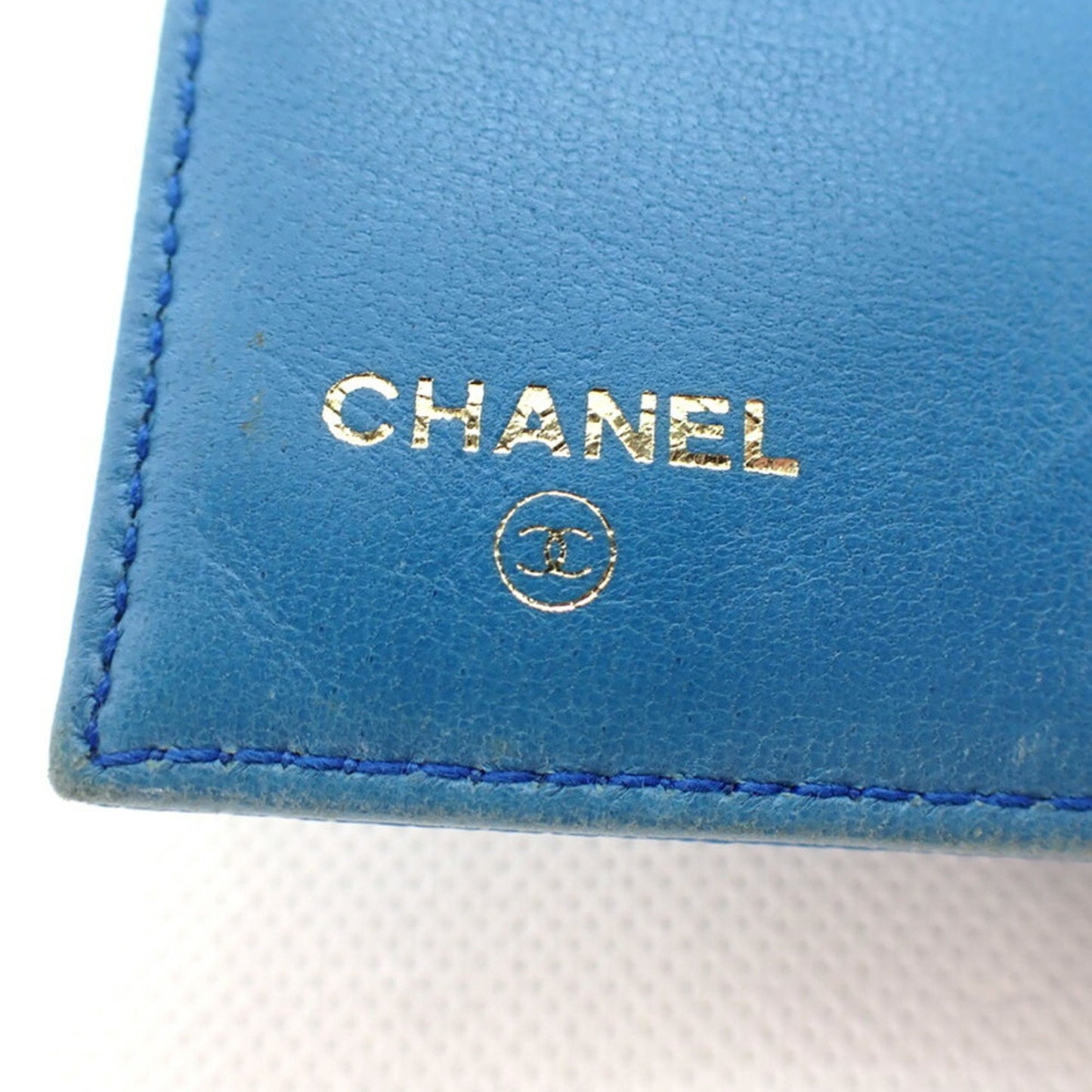 Chanel Logo CC, Blue, Leather, wallet