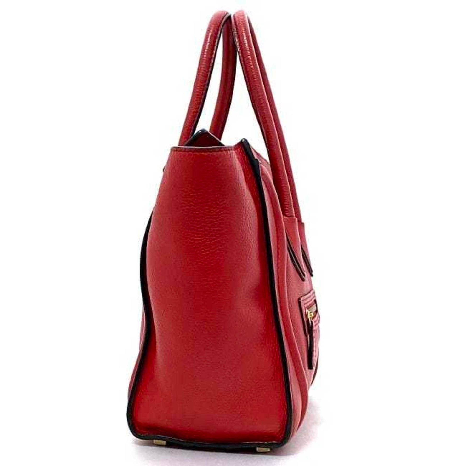 Céline Luggage, Red, Leather, handbag