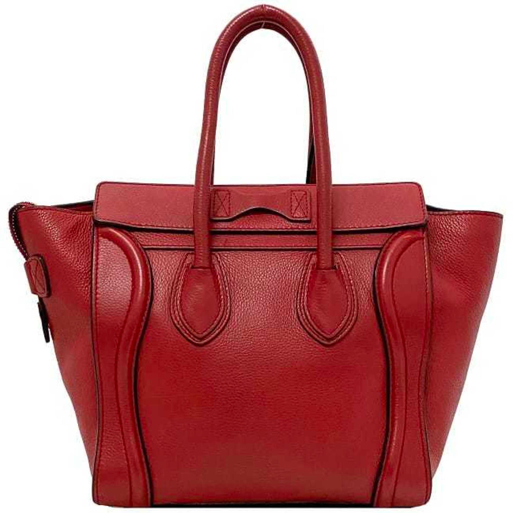 Céline Luggage, Red, Leather, handbag