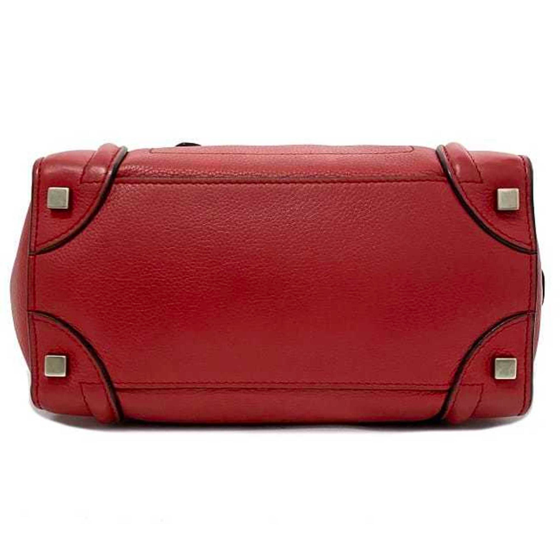 Céline Luggage, Red, Leather, handbag