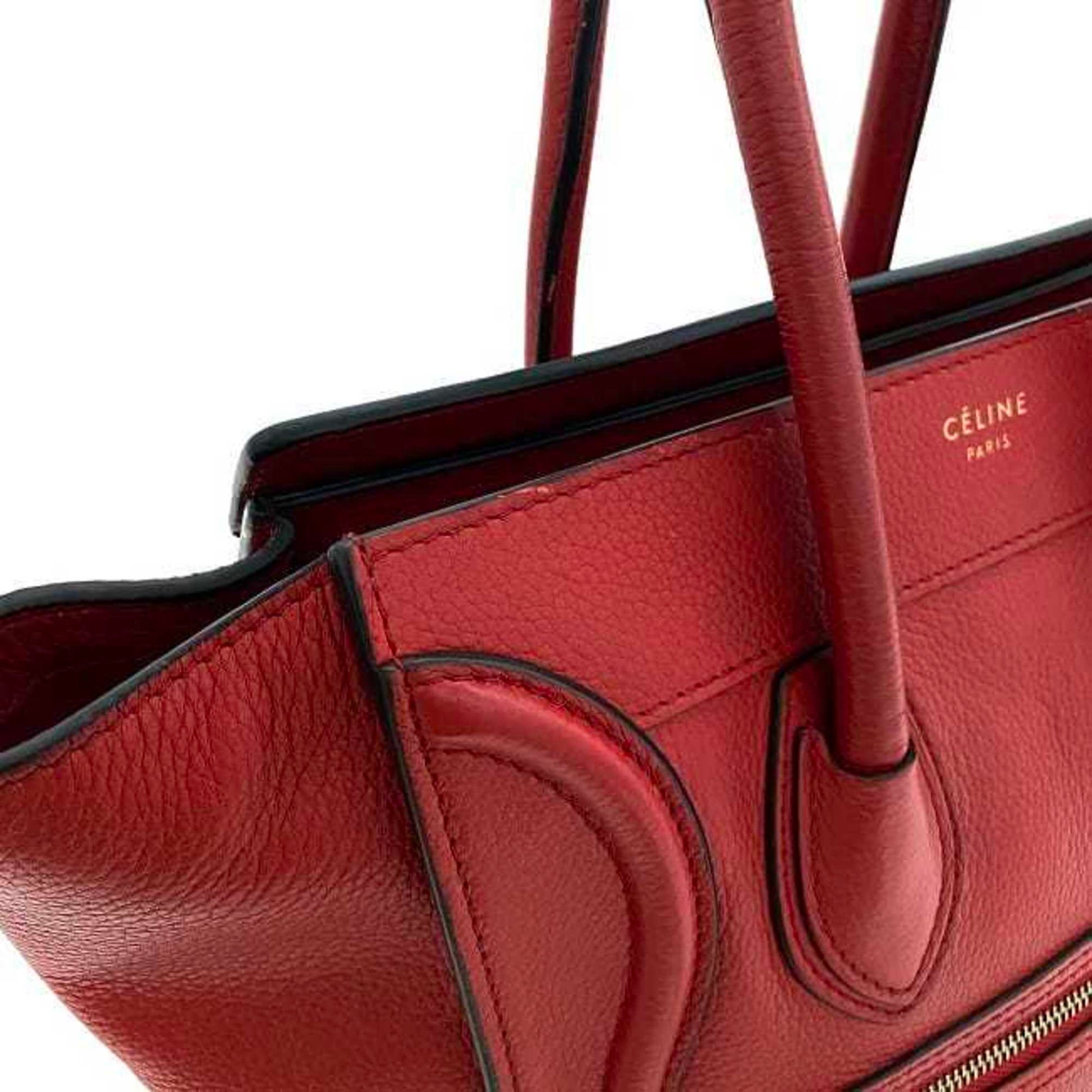 Céline Luggage, Red, Leather, handbag