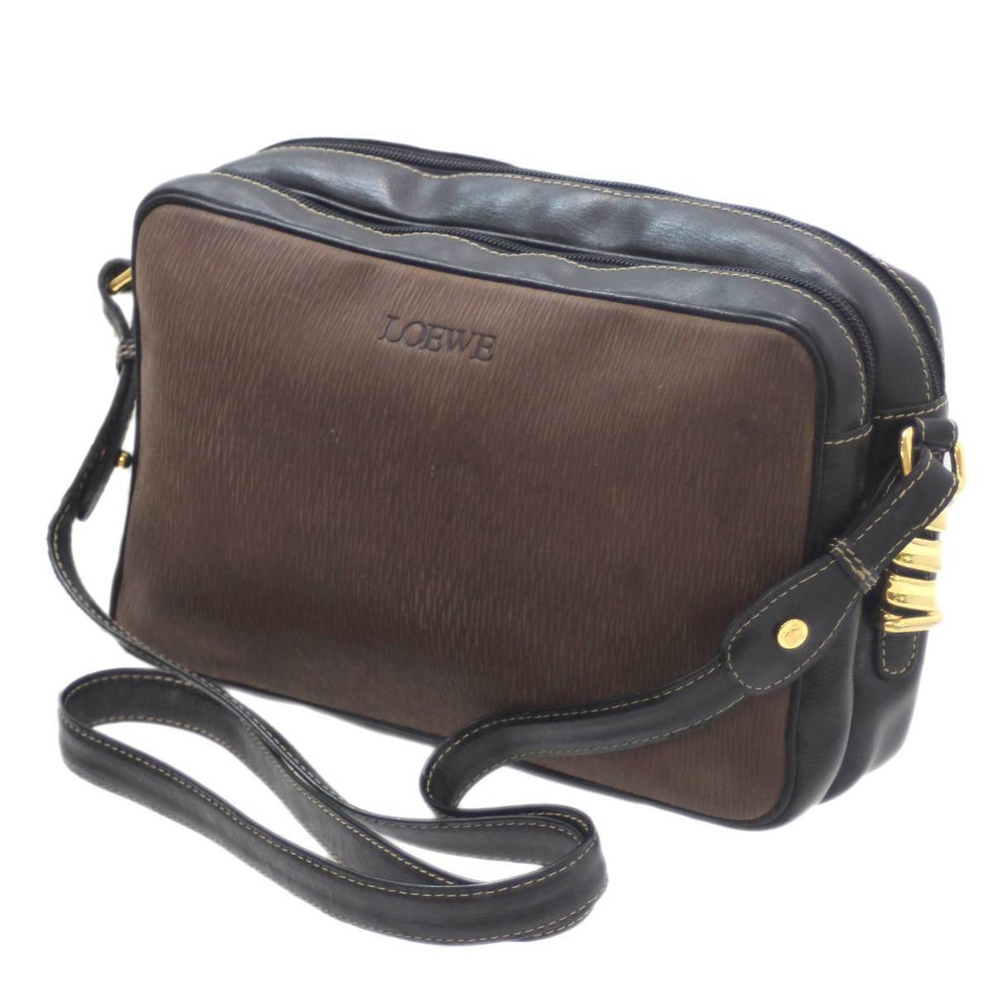 Loewe, Brown, Leather, shoulder