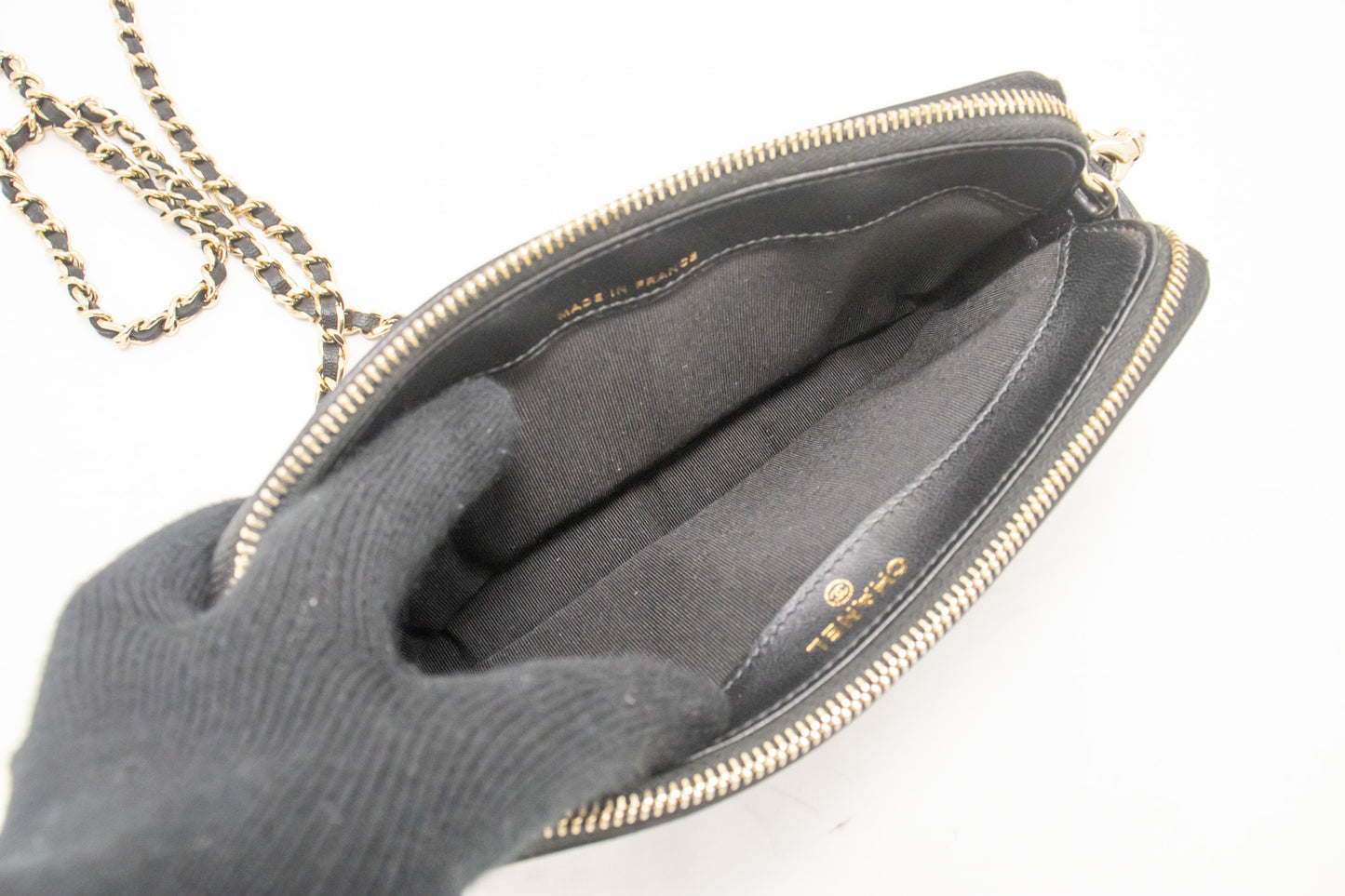 Chanel V-Stich, Black, Leather, wallet