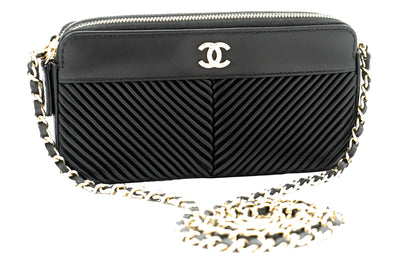 Chanel V-Stich, Black, Leather, wallet