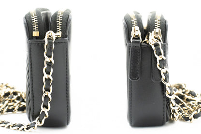 Chanel V-Stich, Black, Leather, wallet