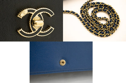Chanel Wallet On Chain, Blue, Leather, wallet