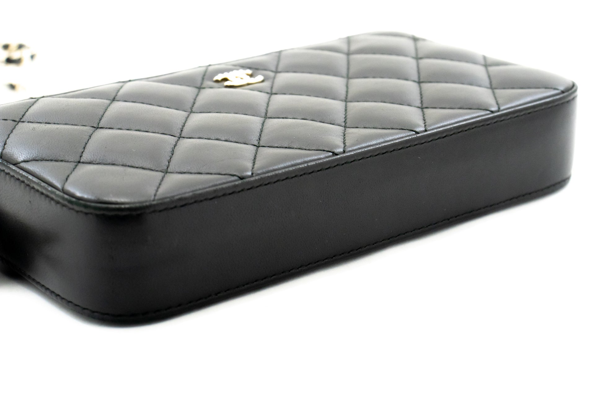 Chanel Wallet On Chain, Black, Leather, wallet
