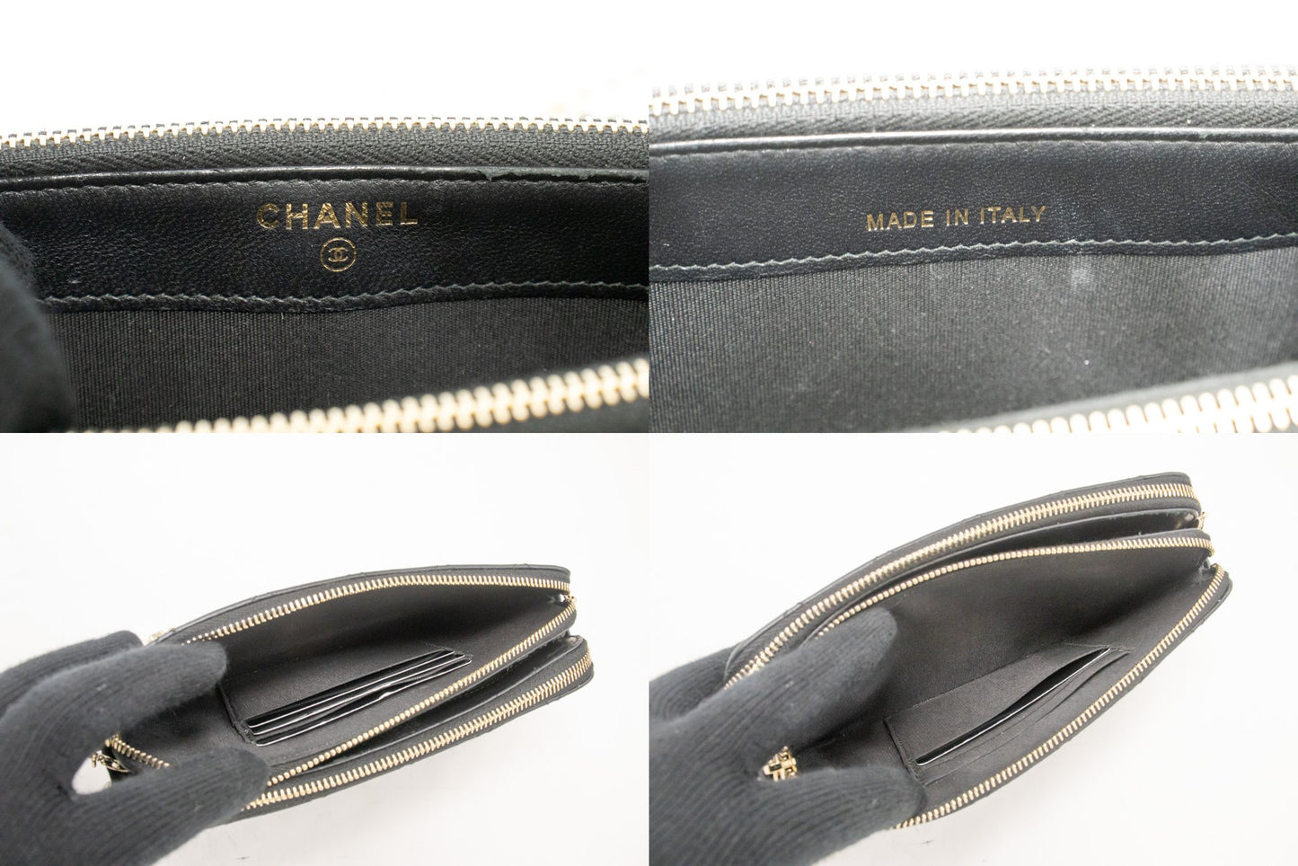 Chanel Wallet On Chain, Black, Leather, wallet