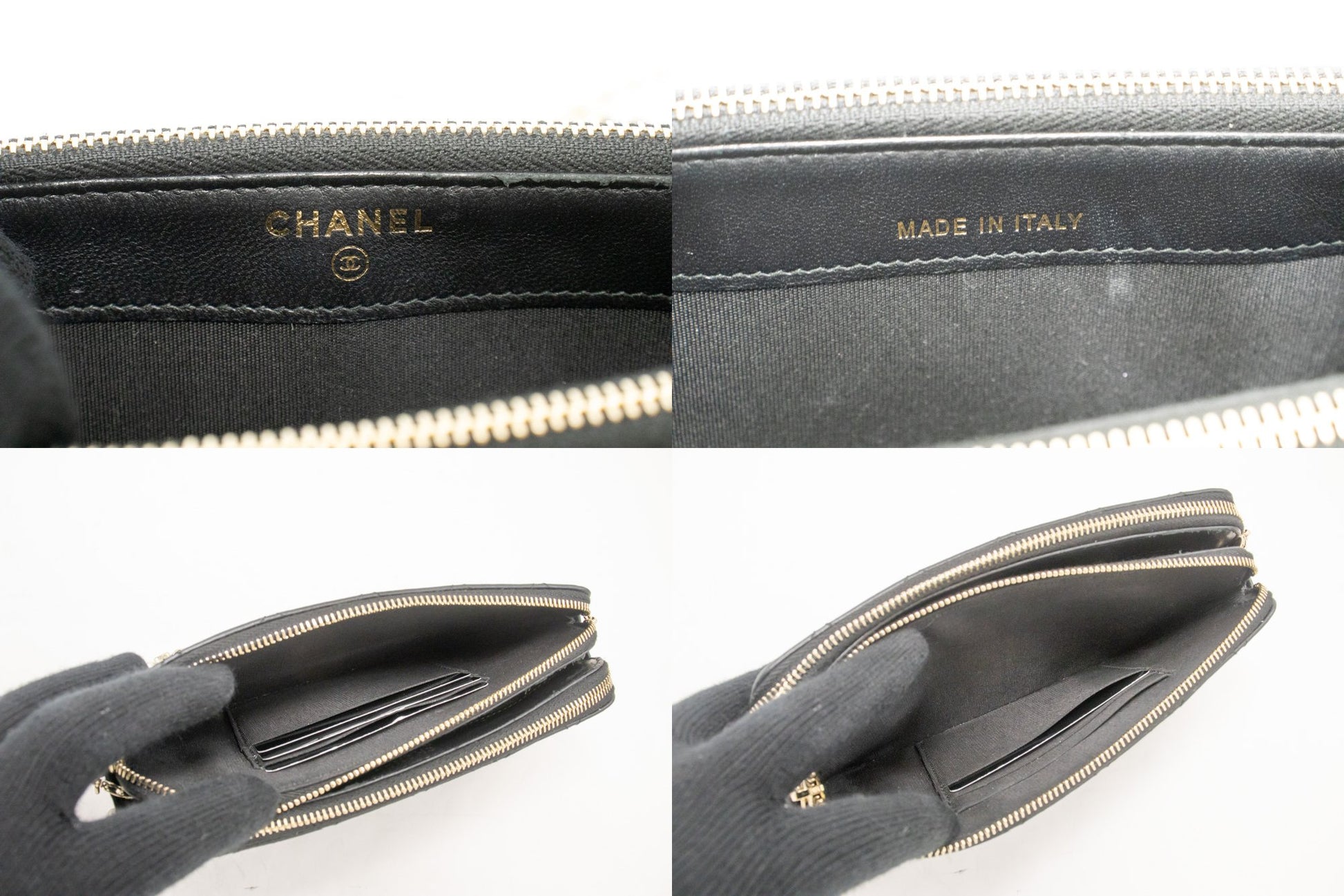 Chanel Wallet On Chain, Black, Leather, wallet