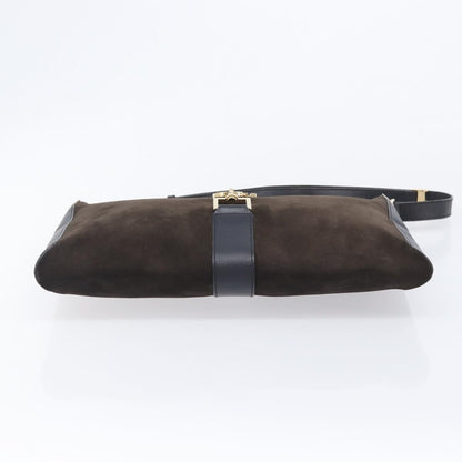 Gucci Shoulder Leather, Brown, Suede, Shoulder Bag