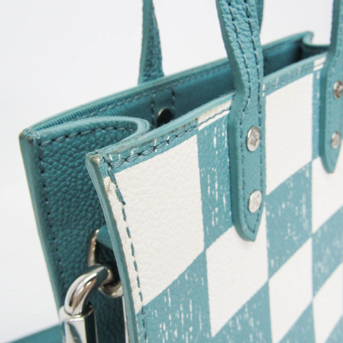 Louis Vuitton Sac Plat Limited Edition Marque Deposee Damier Giant, Turquoise, Canvas, Handbag