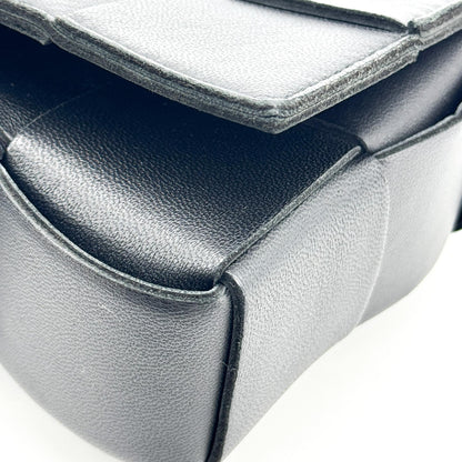 Bottega Veneta Cassette Maxi Intrecciato Leather, Black, Leather, Crossbody Bag