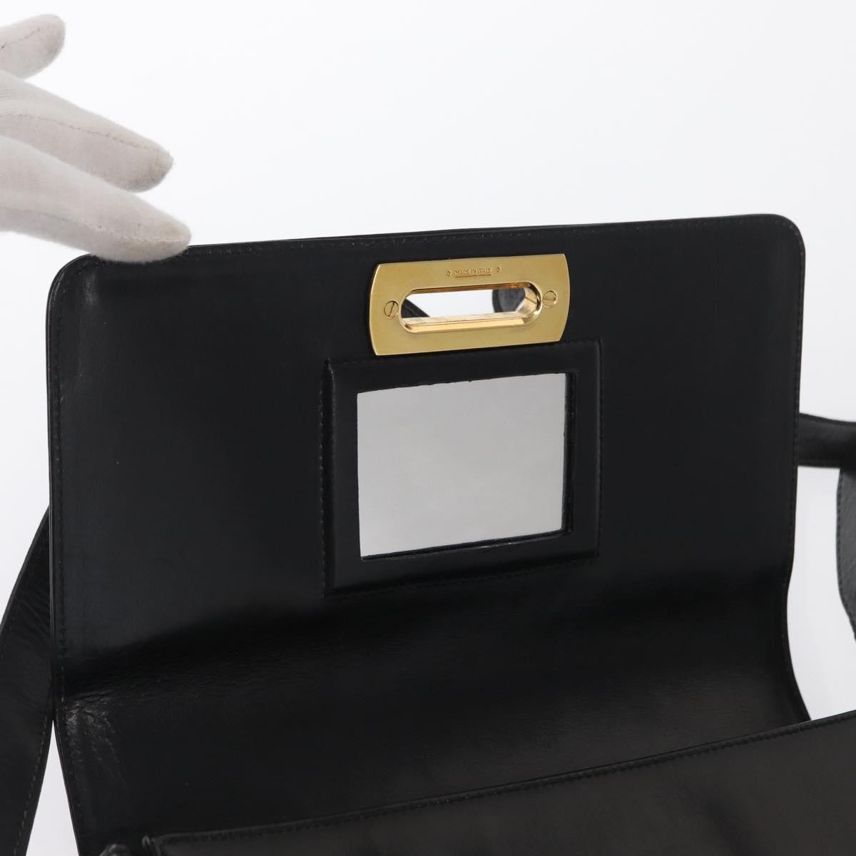 Salvatore Ferragamo Vintage Gancini Flap Leather, Black, Leather, Shoulder Bag