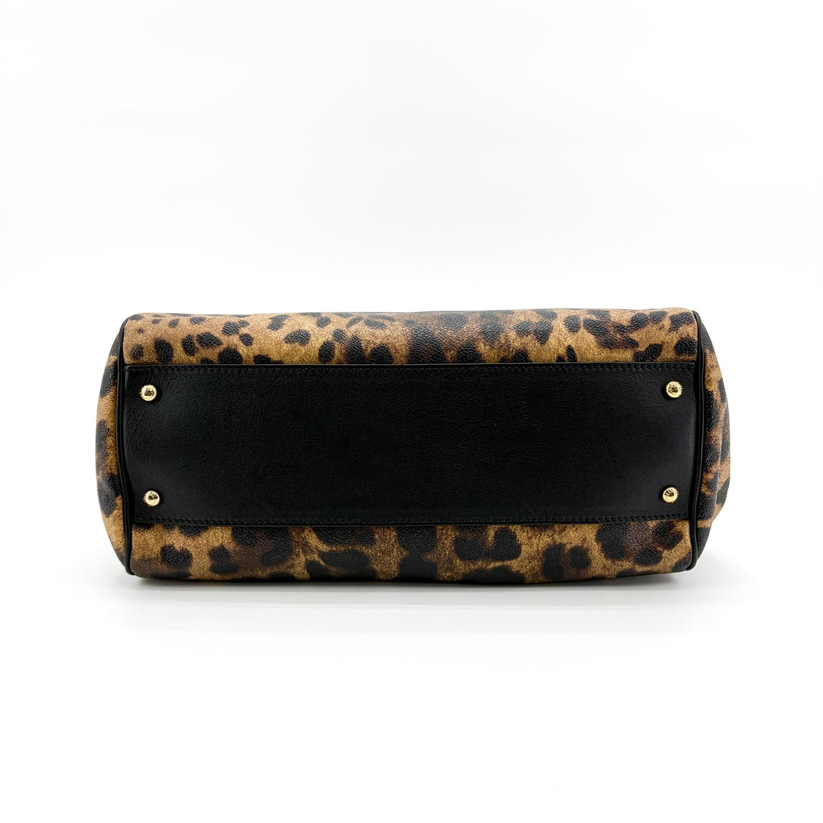 Dolce & Gabbana Miss Sicily Leopard Print Leather, Brown, Calfskin, Handbag