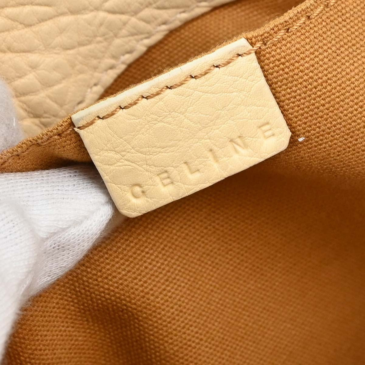 Celine Boogie Calfskin, Yellow, Leather, Handbag