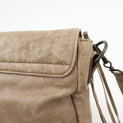 Balenciaga Classic Studs Folk Messenger Leather, Brown, Leather, Crossbody Bag