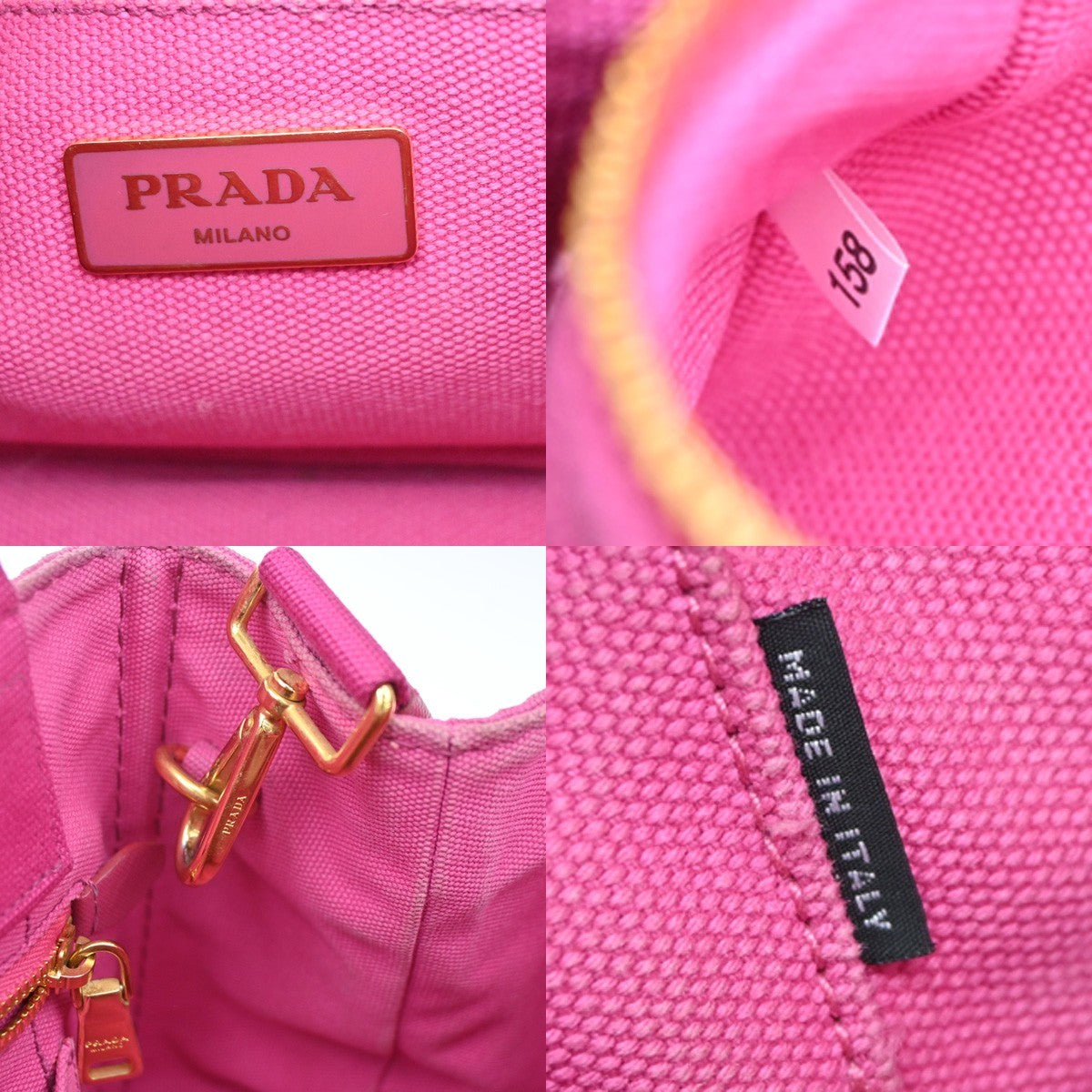 Prada Canapa Open Tote Canvas, Pink, Canvas, Tote Bag
