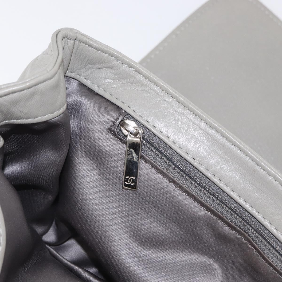 Chanel Mademoiselle Lock Flap Quilted Lambskin, Gray, Leather, Shoulder Bag