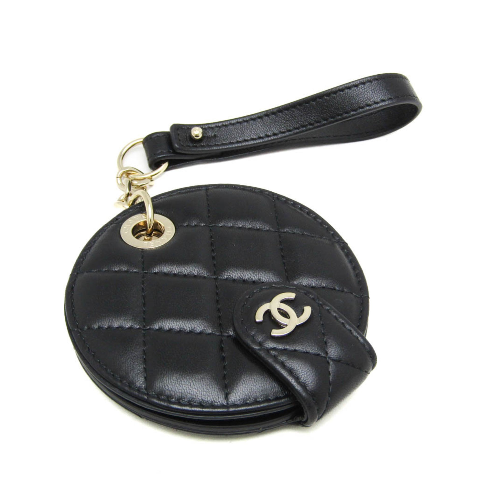 Chanel Name Tag Quilted Leather, Black, Leather, Charm