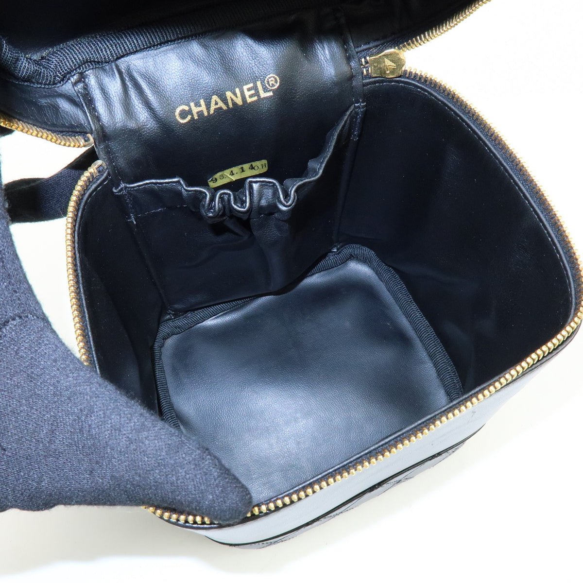 Chanel Vanity Leather, Black, Leather, Handbag