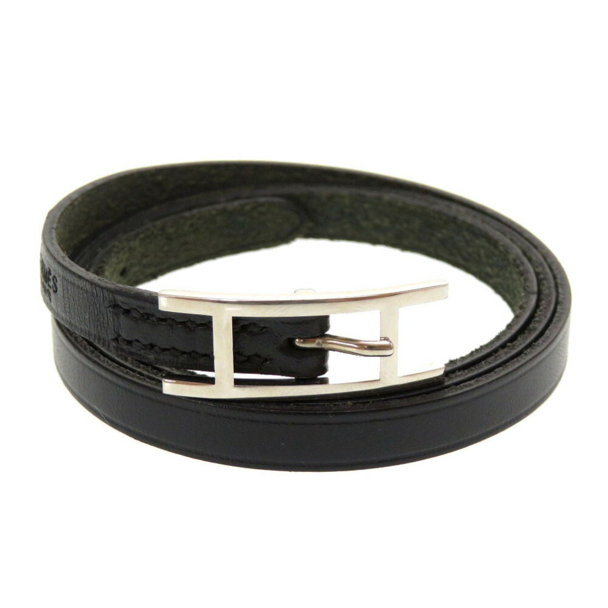 Hermès Hapi, Black, Leather, bracelet