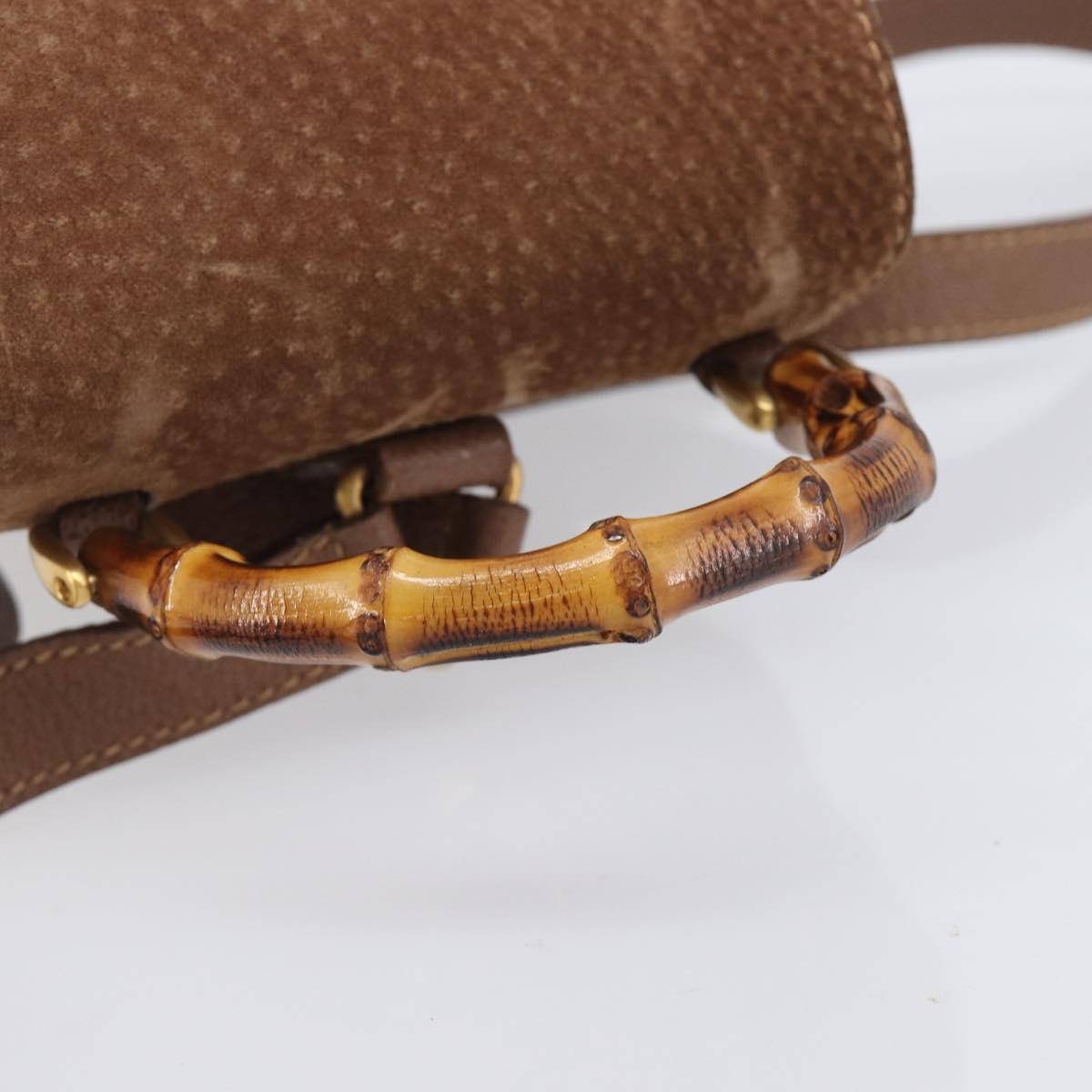 Gucci Vintage Bamboo Suede, Brown, Suede, Backpack
