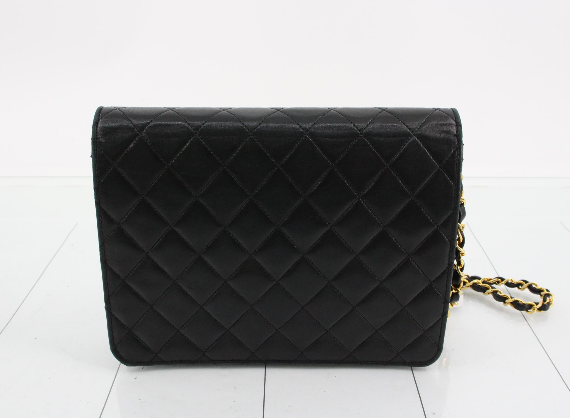 Chanel Chain Flap Shoulder Bag Quilted Lambskin, BLACK, LEATHER, Shoulder bag