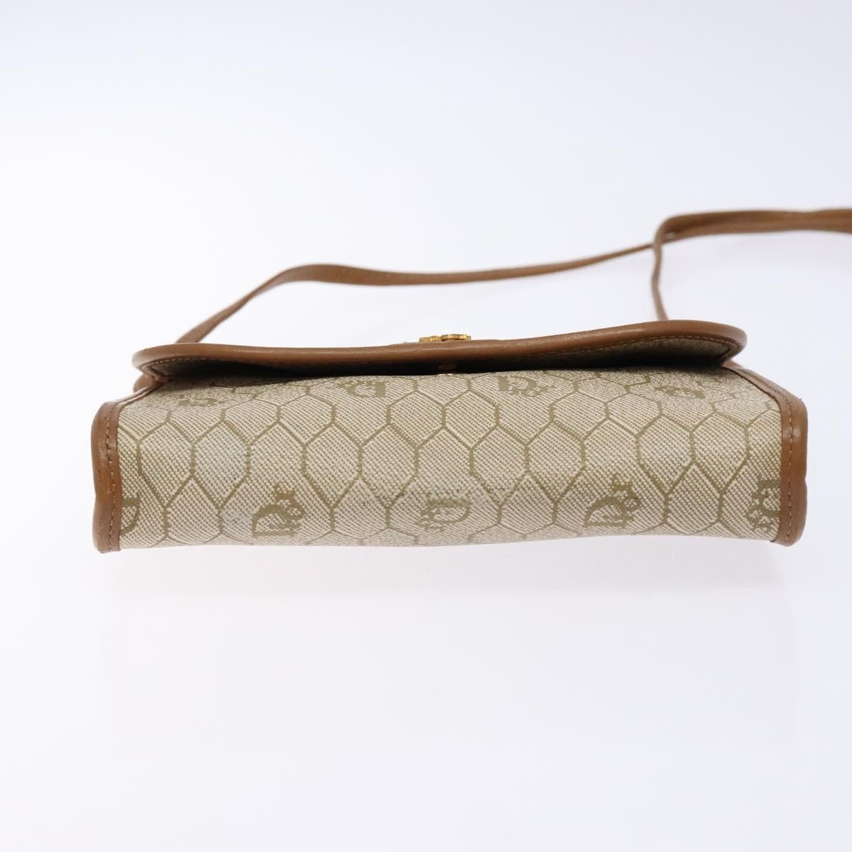 Christian Dior Vintage Honeycomb Flap Coated Canvas, Beige, PVC, Wallet