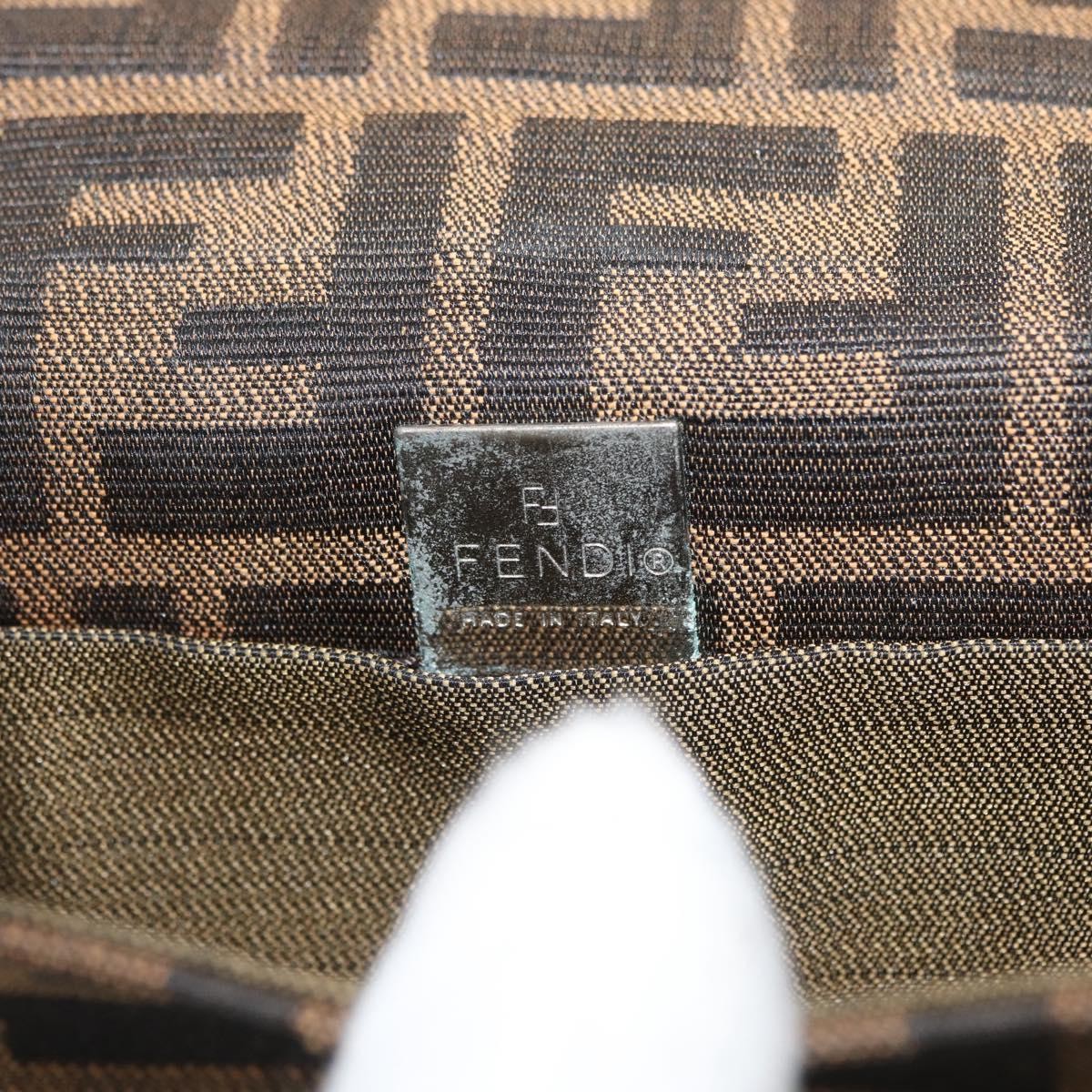 Fendi Baguette Zucca Canvas, Brown, Canvas, Handbag