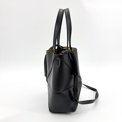 Loewe Puzzle Fold Leather, Black, Leather, Tote Bag