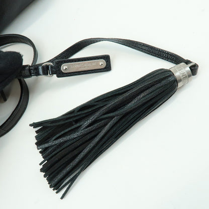 Saint Laurent Lou Camera Leather, Black, Leather, Handbag