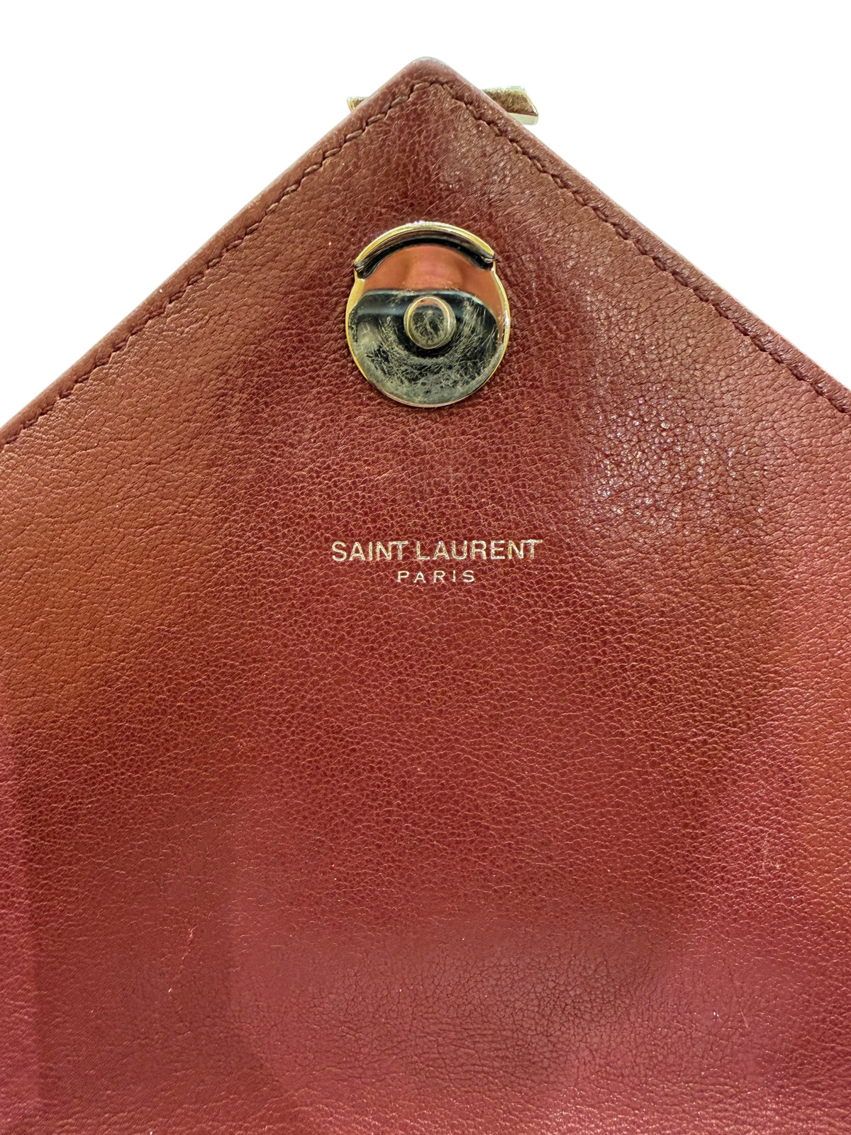 Saint Laurent Classic Monogram College Matelasse Chevron Leather, Burgundy, Leather, Handbag