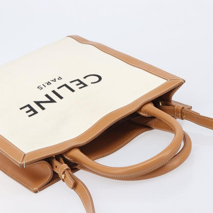 Celine Vertical Cabas Canvas with Leather, Beige, Canvas, Tote Bag