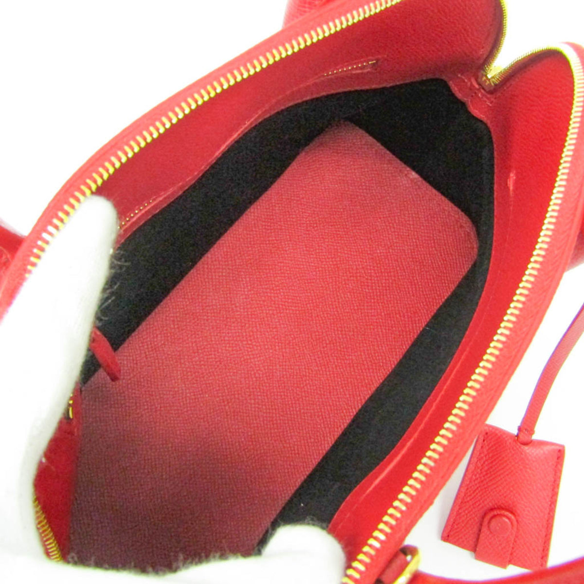 Balenciaga Logo Ville Leather, Red, Leather, Handbag