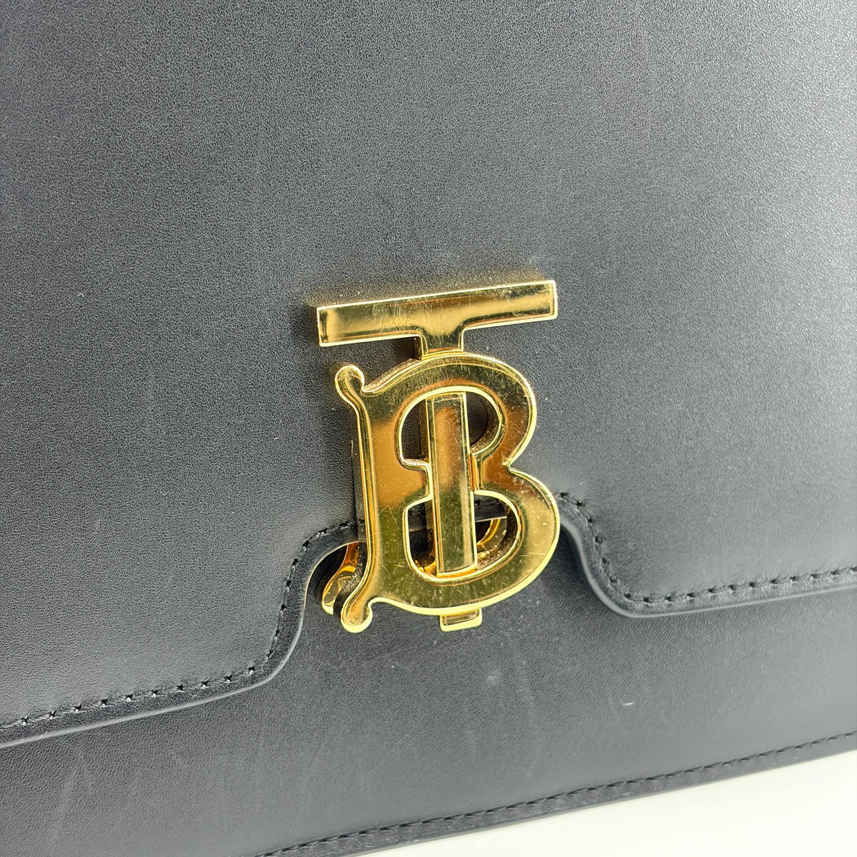 Burberry TB Shoulder Bag Leather, Black, Leather, Shoulder Bag