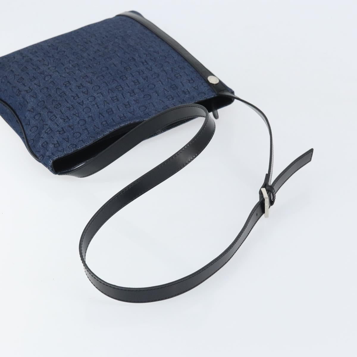 Bvlgari Logomania Canvas with Leather, Blue, Canvas, Shoulder Bag