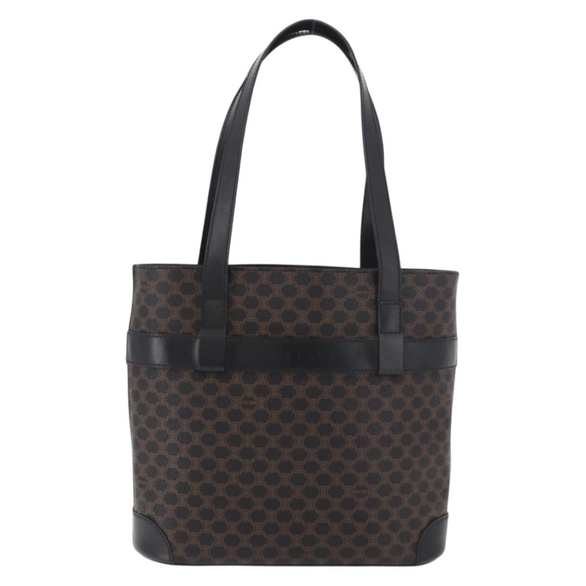 Celine C Macadam Tote PVC leather/ Macadam canvas, Black, Canvas, Shoulder Bag