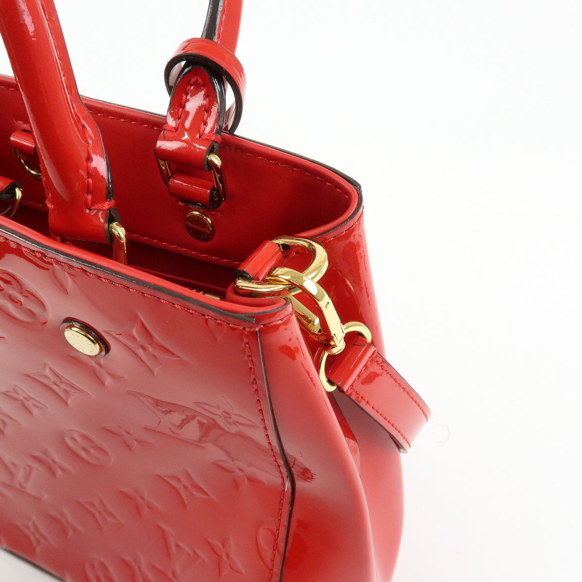Louis Vuitton Montaigne Monogram Vernis, Red, Patent Leather, Handbag